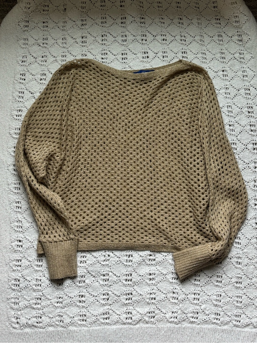 Apt. 9 Open-Knit Crewneck Sweater in Tan